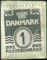 Timbre-monnaie Lawerentz - Lyngby - Vin - Tobak - 1 øre sur carton vert - Danemark - revers
