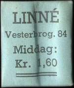 Timbre-monnaie Linné - Vesterbrog. 84 - Middag: Kr 1,60 - 1 øre sur carton bleu - Danemark - avers
