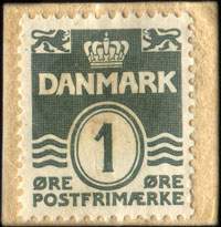 Timbre-monnaie Loehrs - Kulimport A/S - Fredericia Tlf.888 - 1 øre sur carton beige - Danemark - revers