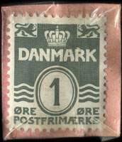 Timbre-monnaie Man drikker Kaffe i Kaffebaren - 1 øre sur carton rose - Danemark - revers