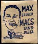 Timbre-monnaie MAX Bruger - MACS Tand-Pasta - 1 øre sur carton blanc - bleu sur blanc - Danemark - avers