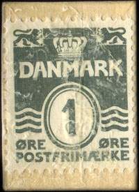 Timbre-monnaie 2 1/4 x 3 1/4 inc - Merkur Film - 120 - B. 2. - 1 øre sur carton jaune - Danemark - revers