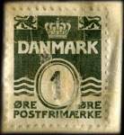 Timbre-monnaie Varehuset Mimi - 1 øre sur carton blanc - bleu sur blanc - Danemark - revers