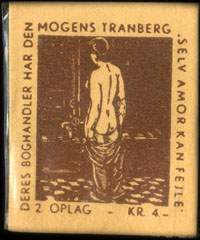 Timbre-monnaie Deres boghandler har den Mogens Tranberg selv amor kan fejle - 2 oplag - kr 4 - 1 øre avec motif brun sur carton ocre - Danemark