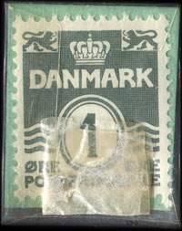 Timbre-monnaie Deres boghandler har den Mogens Tranberg selv amor kan fejle - 2 oplag - kr 4 - 1 øre avec motif noir sur carton vert - Danemark - revers