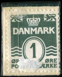 Timbre-monnaie Neye Dametasker L�dervarer Rejseartikler - 1 &oslash;re sur fond bleu - Danemark - revers