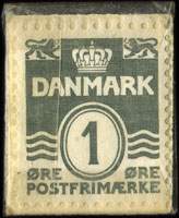 Timbre-monnaie Neye Dametasker L�dervarer Rejseartikler - 1 &oslash;re sur fond bleu - Danemark - revers