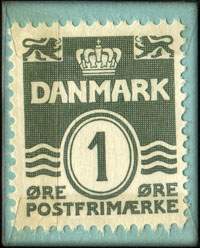 Timbre-monnaie Boger = Papir - E. Ottesen - N. Ebbesens  V. 23 - Eva 965  - 1 &oslash;re sur carton bleu - Danemark - revers