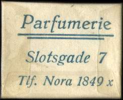 Timbre-monnaie Parfumerie - Slotsgade 7 - Tlf. Nora 1849 x - Danemark