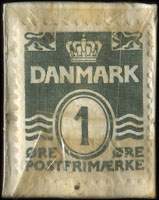 Timbre-monnaie Perssons Clich� Anstalt - 1 &oslash;re sur carton blanc - texte bleu - Danemark - revers