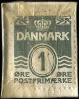 Timbre-monnaie Perssons Clich� Anstalt - 1 &oslash;re sur carton blanc - texte orange - Danemark - revers