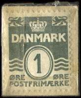 Timbre-monnaie Alle Ugens Programmer Det ny Radio Blad - 1 &oslash;re sur fond bleu - Danemark - revers