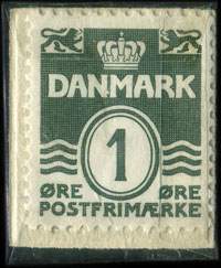 Timbre-monnaie Sjældne Frimærker Aage Reddersen - 1 øre sur fond bleu - Danemark - revers