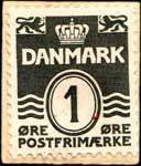 Timbre-monnaie Schulstads - Type 2 - 1 øre sur carton blanc - fond bleu - Danemark - revers