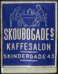 Timbre-monnaie Skoubogades Kaffeesalon - 1 øre sur carton blanc - fond bleu - Danemark - avers
