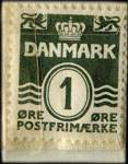 Timbre-monnaie Skoubogades Kaffeesalon - 1 &oslash;re sur carton blanc - fond bleu - Danemark - revers