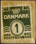 Timbre-monnaie S&oslash;nderjydsk forening for K&oslash;benhavn - 1 &oslash;re sur carton beige - fond rouge - Danemark - revers