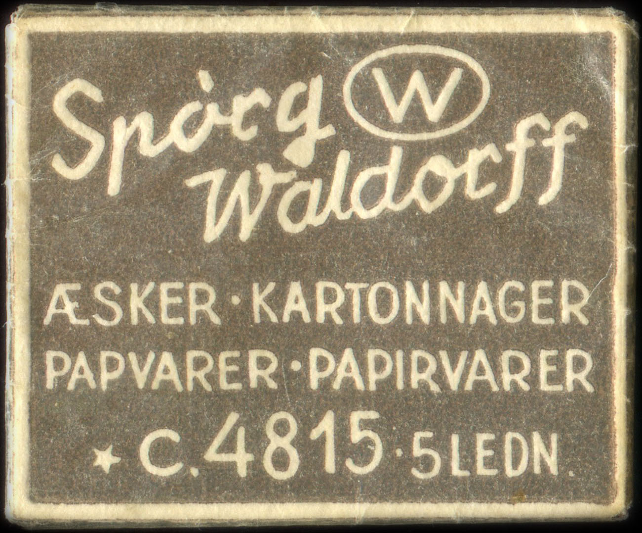 Timbre-monnaie Spòrg Waldorff - Æsker - Kartonnager - Papvarer - Papirvarer - C.4815. 5 Ledn - fond marron - Danemark