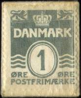 Timbre-monnaie Sp&ograve;rg Waldorff - &AElig;sker - Kartonnager - Papvarer - Papirvarer - C.4815. 5 Ledn - 1 �re sur fond marron - Danemark - revers