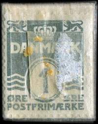 Timbre-monnaie Sp&ograve;rg Waldorff - &AElig;sker - Kartonnager - Papvarer - Papirvarer - C.4815. 5 Ledn - 1 �re sur fond vert - Danemark - revers