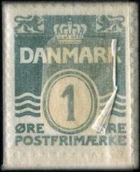 Timbre-monnaie Sp&ograve;rg Waldorff - &AElig;sker - Kartonnager - Papvarer - Papirvarer - C.4815. 5 Ledn - 1 �re sur fond vert - Danemark - revers