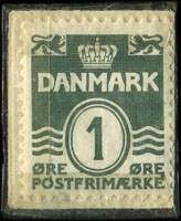 Timbre-monnaie Standard M&oslash;nsterforretning - 1 &oslash;re sur fond bleu - Danemark - revers