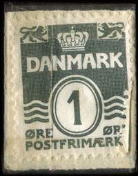 Timbre-monnaie Standard M&oslash;nsterforretning - 1 &oslash;re sur fond bleu - Danemark - revers