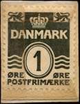 Timbre-monnaie Standard M&oslash;nsterforretning - 1 &oslash;re sur fond bleu - Danemark - revers