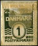 Timbre-monnaie Str&oslash;mper Nowa - 1 &oslash;re sur fond bleu - Danemark - revers