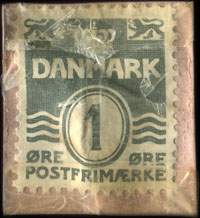 Timbre-monnaie Det rigtige Hj&oslash;rne det er hos Jensen - Taga 3362 - 1 �re sur carton brun - Danemark - revers