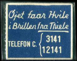 Timbre-monnaie � jet faar Hvile i Brillen fra Thiele - 1 &oslash;re sur fond bleu - Danemark - avers