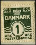 Timbre-monnaie � jet faar Hvile i Brillen fra Thiele - 1 &oslash;re sur fond jaune - Danemark - revers
