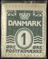 Timbre-monnaie Kaffeerstatning Tropid smager bedst et hag produkt - 1 �re sur fond marron - Danemark - revers