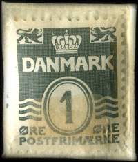 Timbre-monnaie Udend�rs Udstyr A/S Vandkunsten  C. 7616 (type 4) - 1 �re sur carton dor� - Danemark - revers
