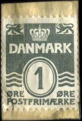 Timbre-monnaie Vester 8384 - 1 øre sur carton blanc - Danemark - revers