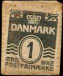 Timbre-monnaie Waldorff Emballage - 1 øre sur fond marron - Danemark - revers